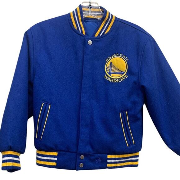 Golden State Warriors JH Design Reversible Wool Logo Jacket sz 5/6‎ - Picture 1 of 13